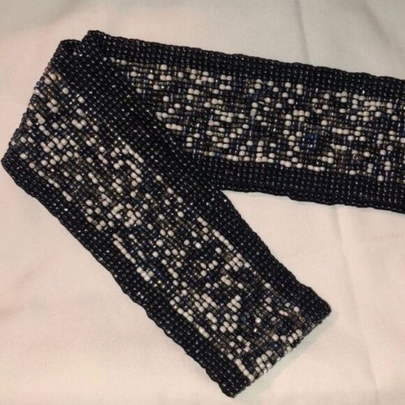 Navy White Custom Made Beaded Pull On Elastic Belt - Picture 6 of 6